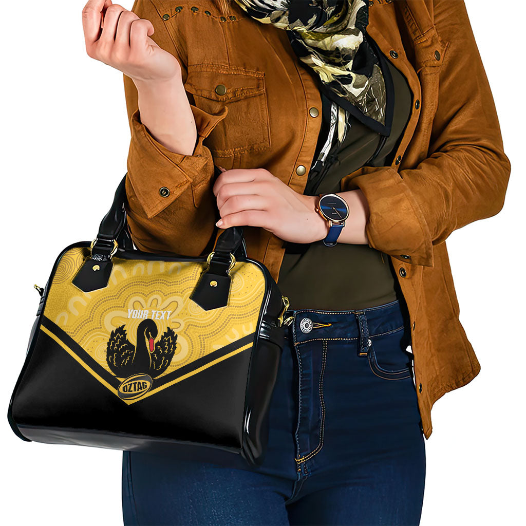 Western Australia Oztag Custom Shoulder Handbag WA Black Swan Indigenous Art