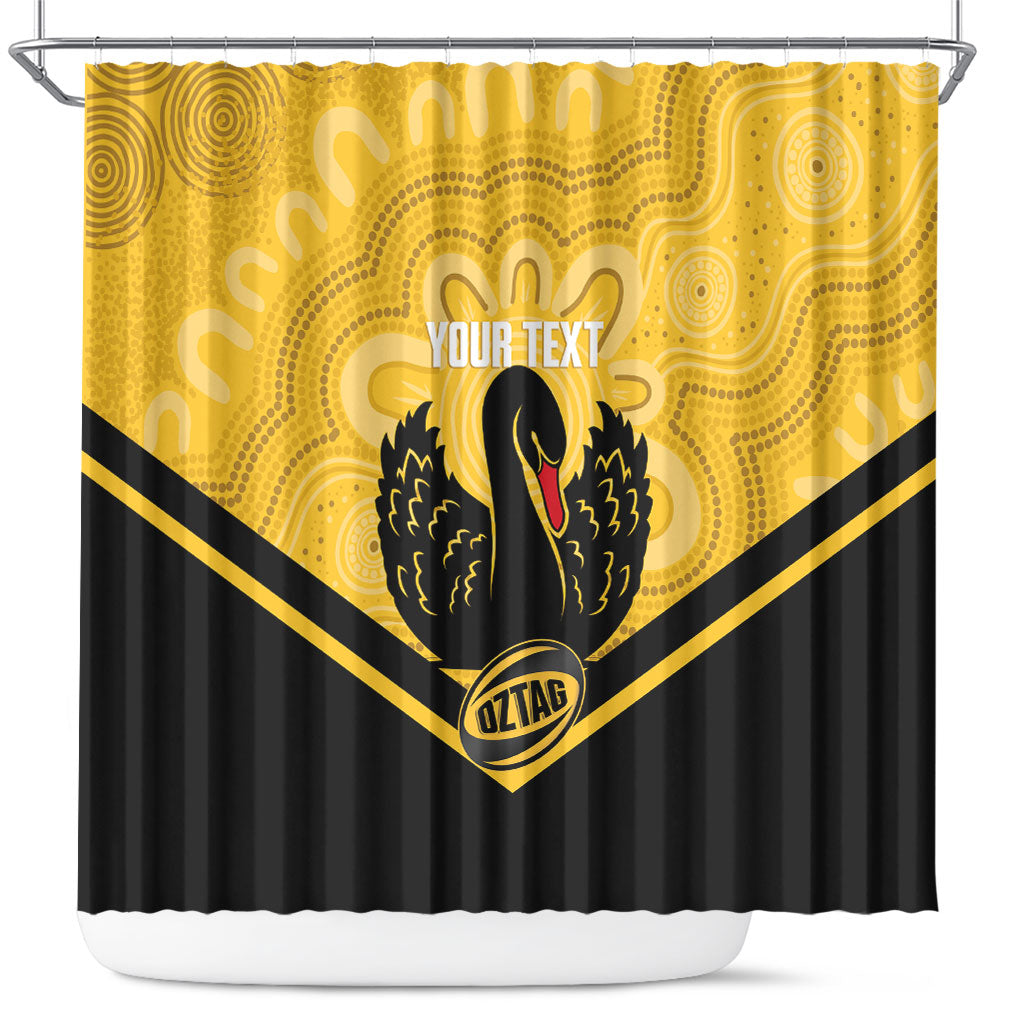Western Australia Oztag Custom Shower Curtain WA Black Swan Indigenous Art