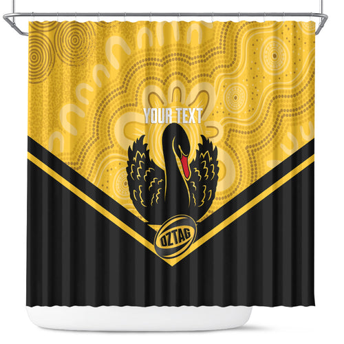 Western Australia Oztag Custom Shower Curtain WA Black Swan Indigenous Art
