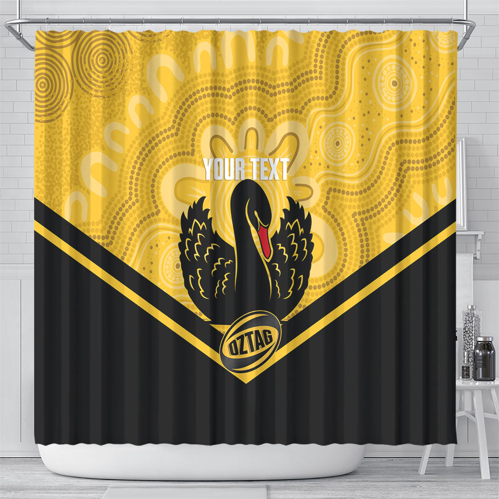Western Australia Oztag Custom Shower Curtain WA Black Swan Indigenous Art