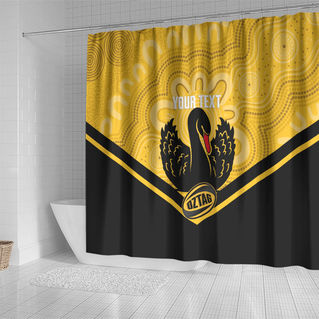 Western Australia Oztag Custom Shower Curtain WA Black Swan Indigenous Art