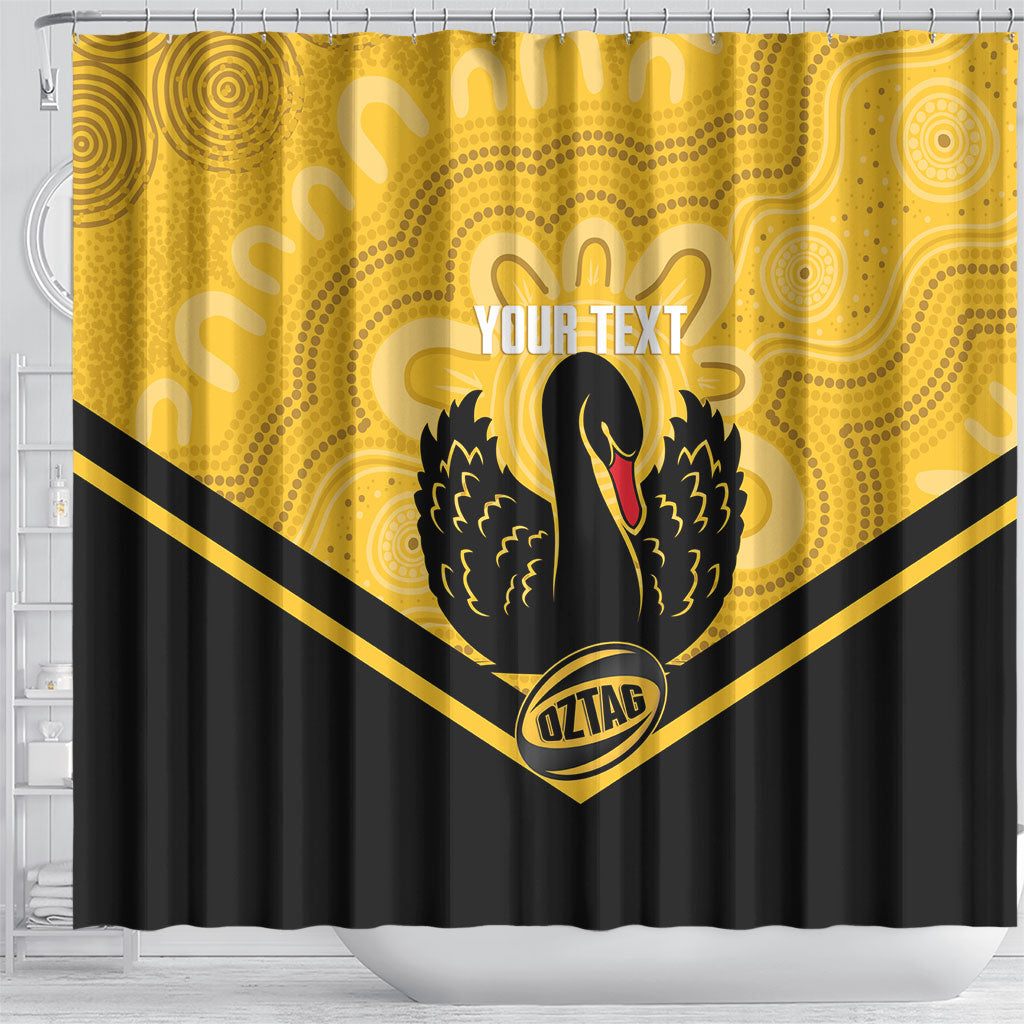 Western Australia Oztag Custom Shower Curtain WA Black Swan Indigenous Art