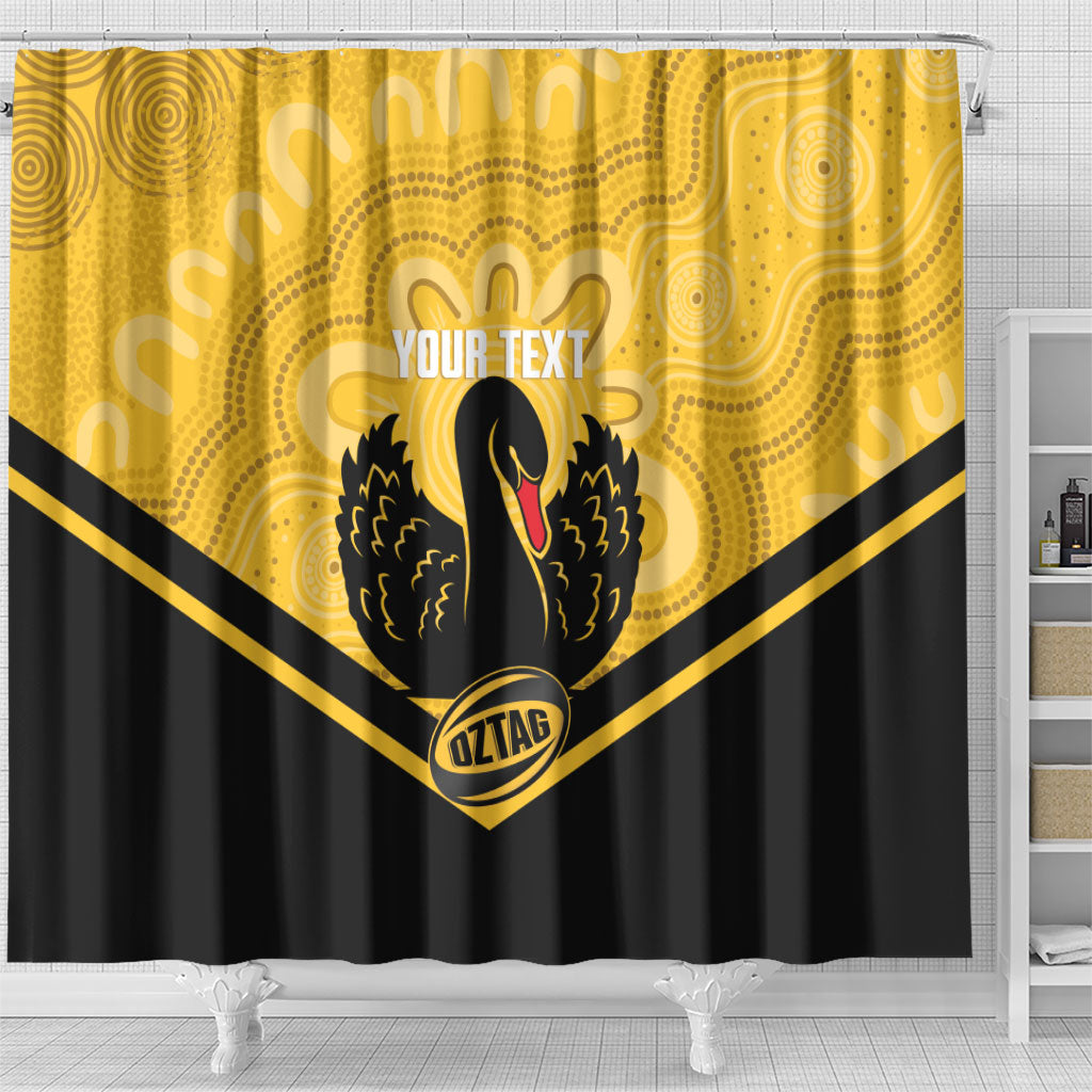 Western Australia Oztag Custom Shower Curtain WA Black Swan Indigenous Art