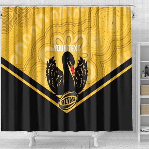 Western Australia Oztag Custom Shower Curtain WA Black Swan Indigenous Art