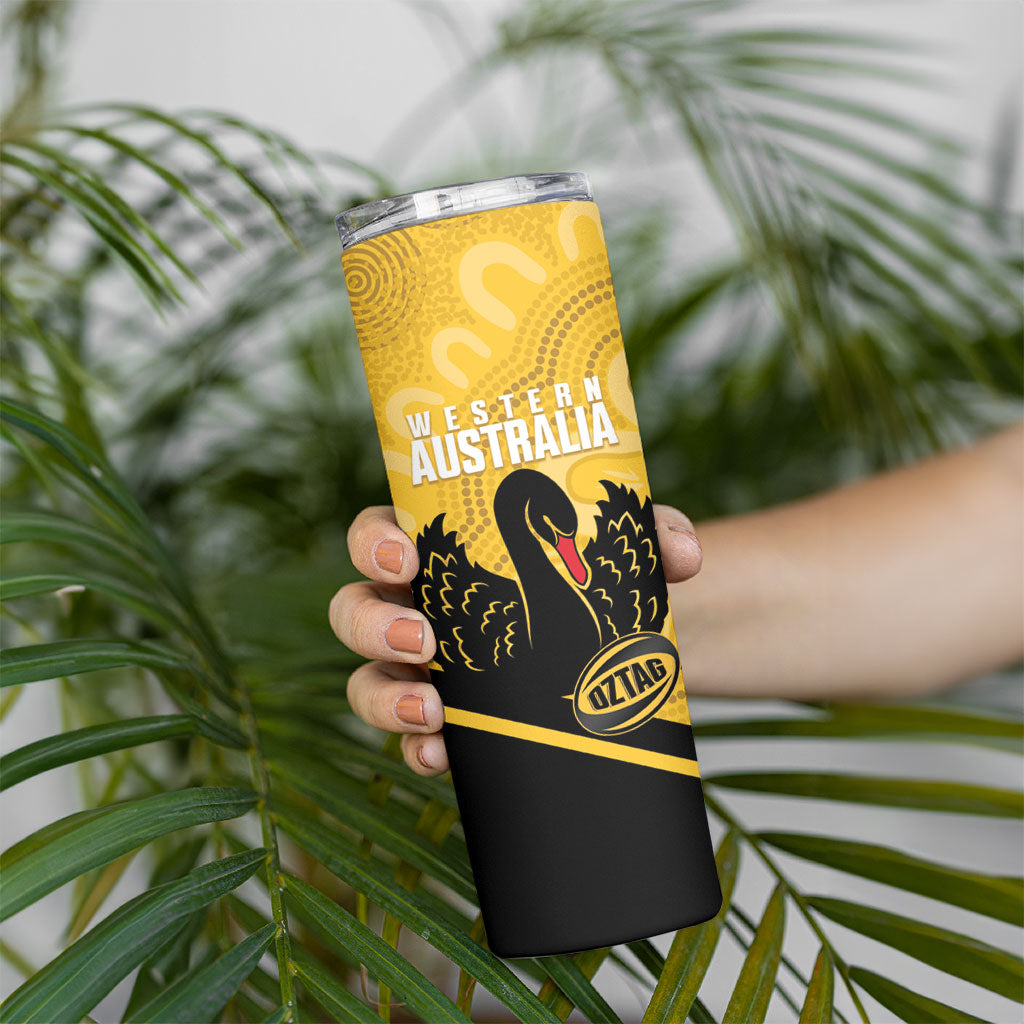 Western Australia Oztag Custom Skinny Tumbler WA Black Swan Indigenous Art