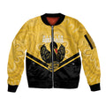 Western Australia Oztag Custom Sleeve Zip Bomber Jacket WA Black Swan Indigenous Art