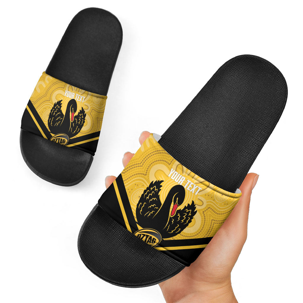 Western Australia Oztag Custom Slide Sandals WA Black Swan Indigenous Art