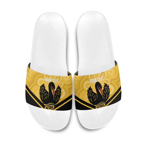 Western Australia Oztag Custom Slide Sandals WA Black Swan Indigenous Art