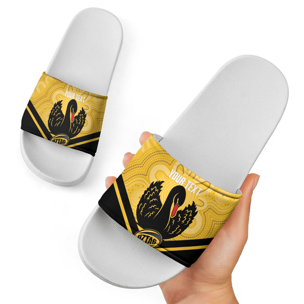 Western Australia Oztag Custom Slide Sandals WA Black Swan Indigenous Art