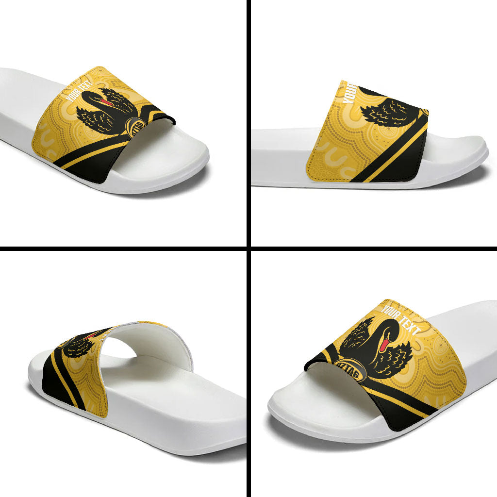 Western Australia Oztag Custom Slide Sandals WA Black Swan Indigenous Art