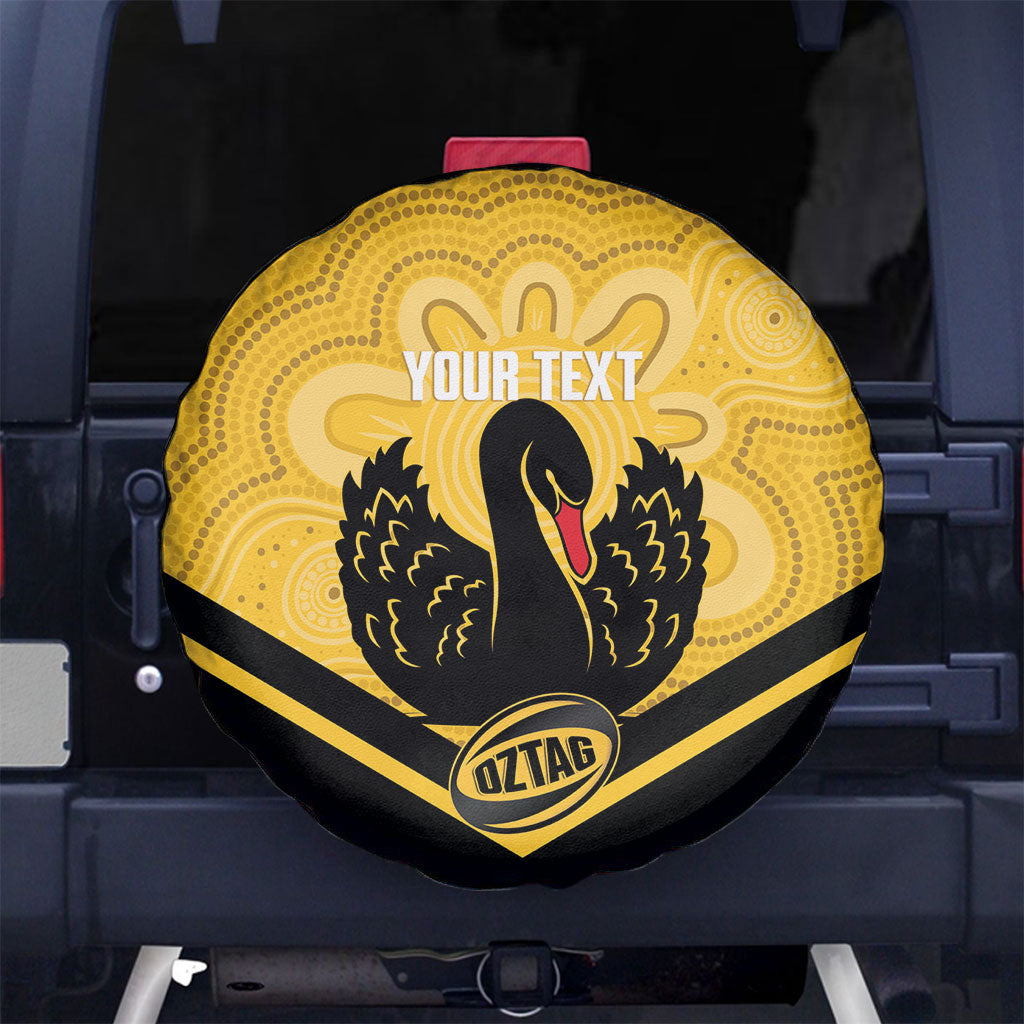 Western Australia Oztag Custom Spare Tire Cover WA Black Swan Indigenous Art