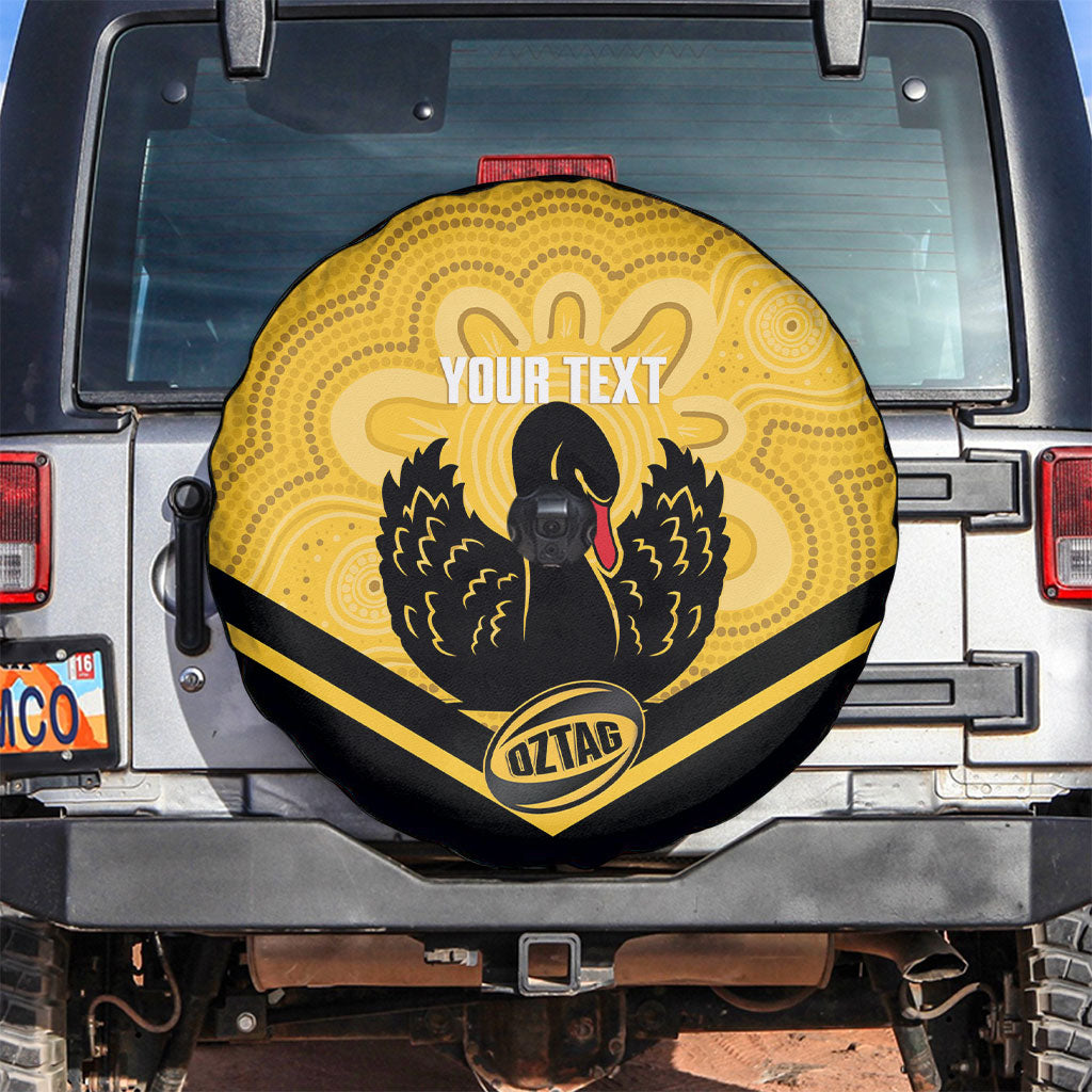 Western Australia Oztag Custom Spare Tire Cover WA Black Swan Indigenous Art