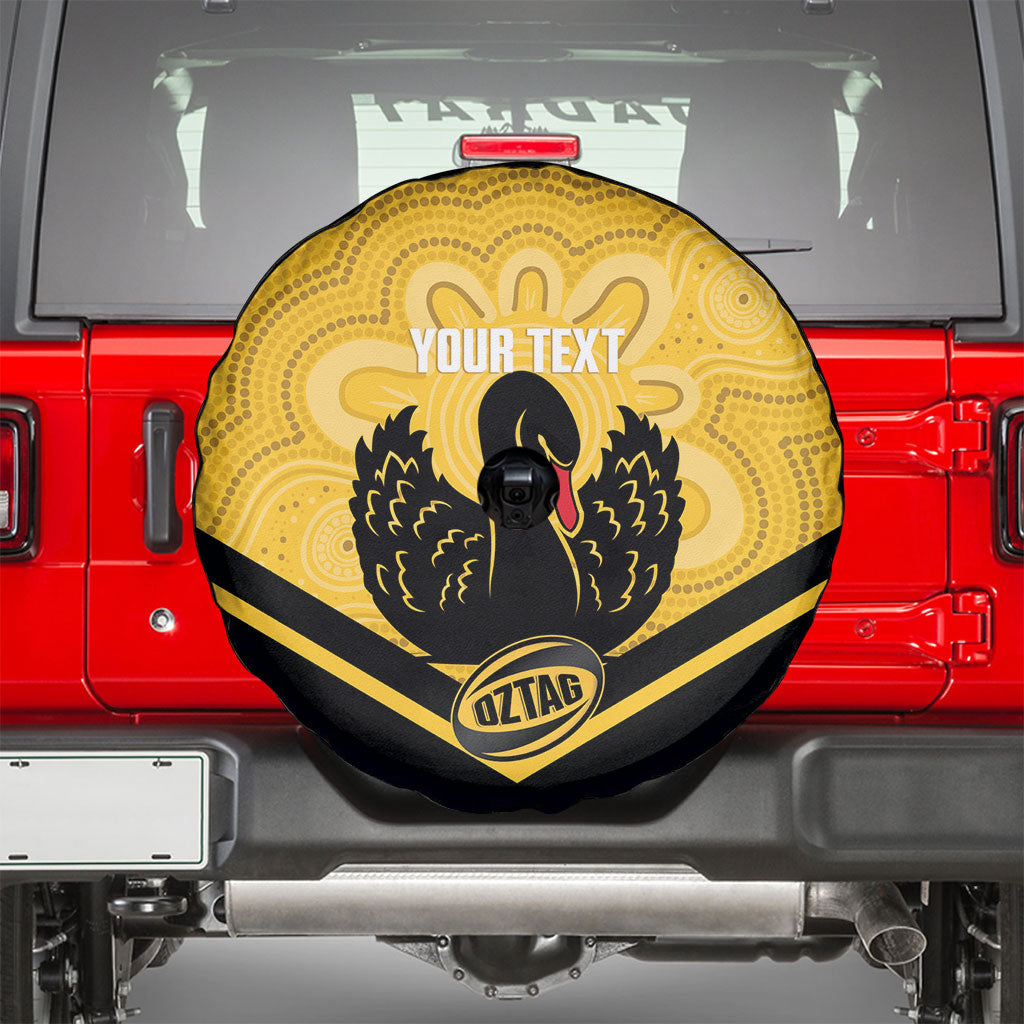 Western Australia Oztag Custom Spare Tire Cover WA Black Swan Indigenous Art