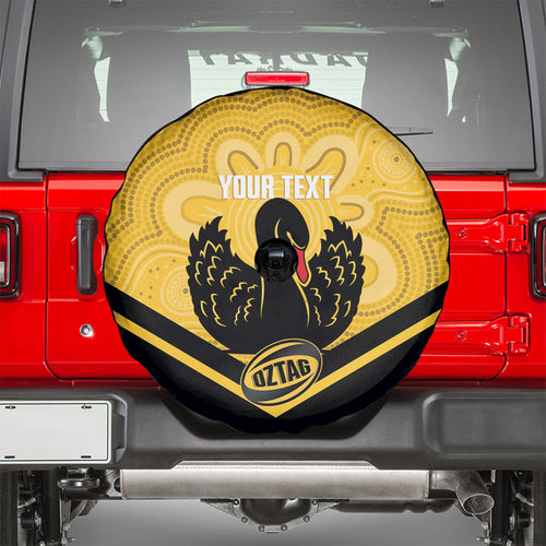 Western Australia Oztag Custom Spare Tire Cover WA Black Swan Indigenous Art