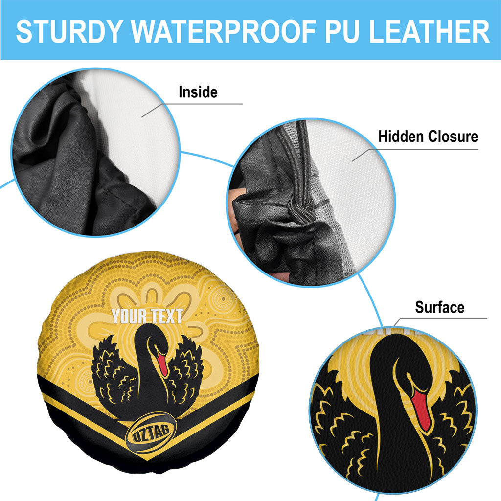 Western Australia Oztag Custom Spare Tire Cover WA Black Swan Indigenous Art