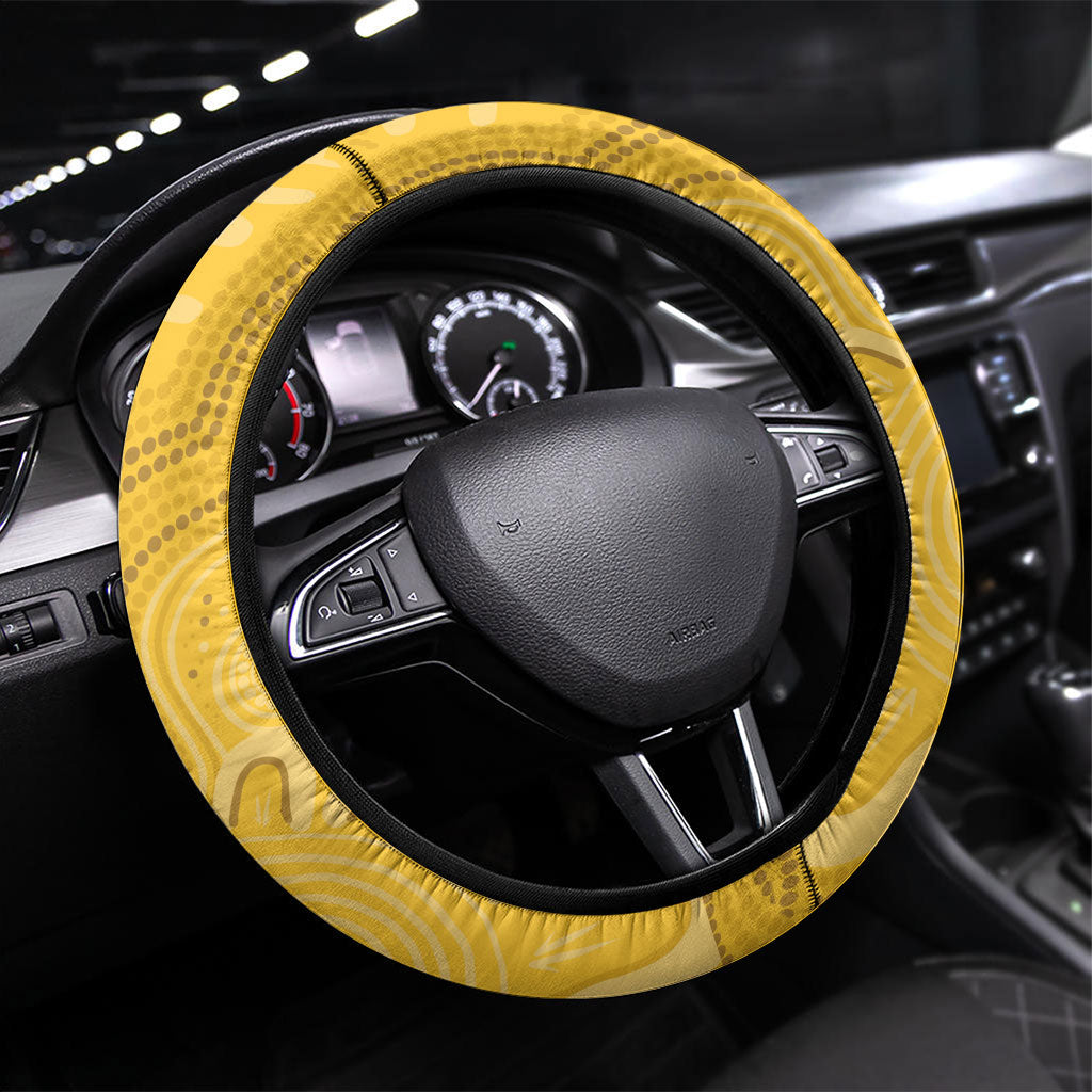 Western Australia Oztag Steering Wheel Cover WA Black Swan Indigenous Art