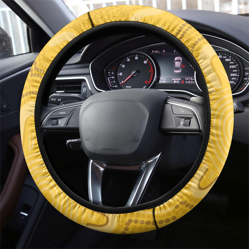 Western Australia Oztag Steering Wheel Cover WA Black Swan Indigenous Art