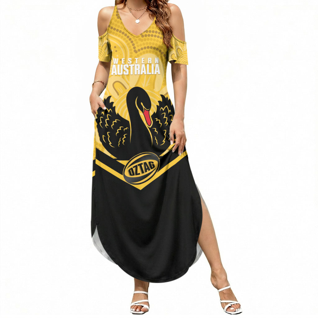 Western Australia Oztag Custom Summer Maxi Dress WA Black Swan Indigenous Art