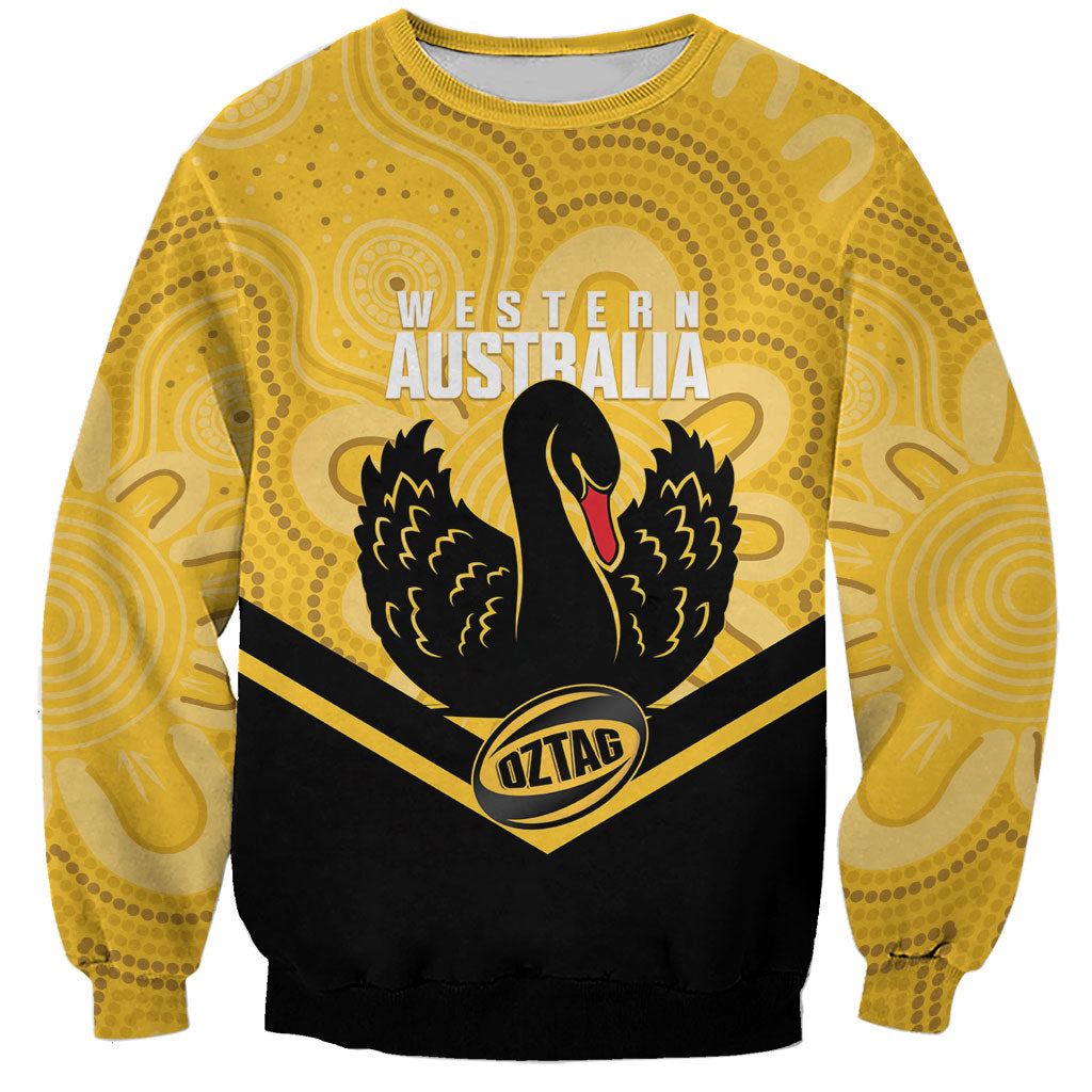 Western Australia Oztag Custom Sweatshirt WA Black Swan Indigenous Art