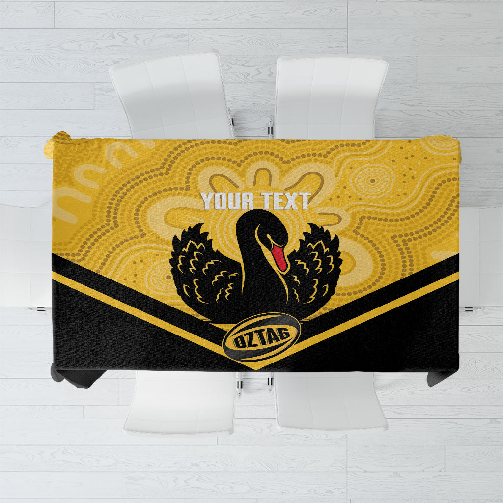 Western Australia Oztag Custom Tablecloth WA Black Swan Indigenous Art
