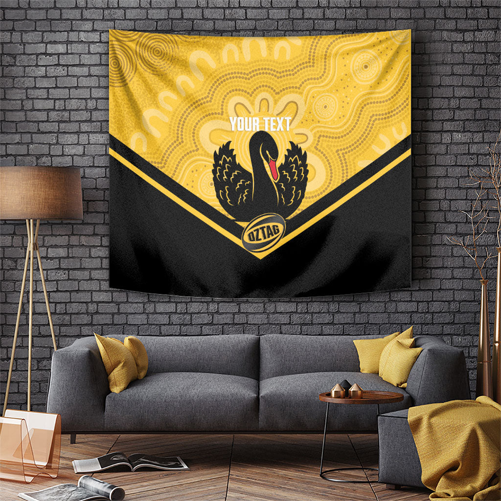 Western Australia Oztag Custom Tapestry WA Black Swan Indigenous Art