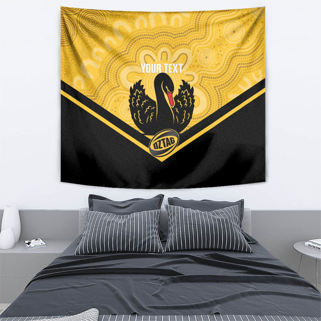 Western Australia Oztag Custom Tapestry WA Black Swan Indigenous Art