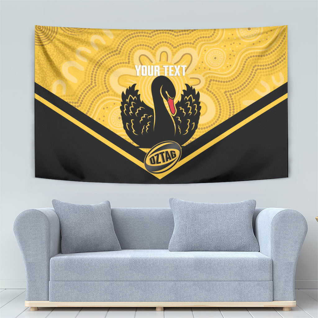 Western Australia Oztag Custom Tapestry WA Black Swan Indigenous Art
