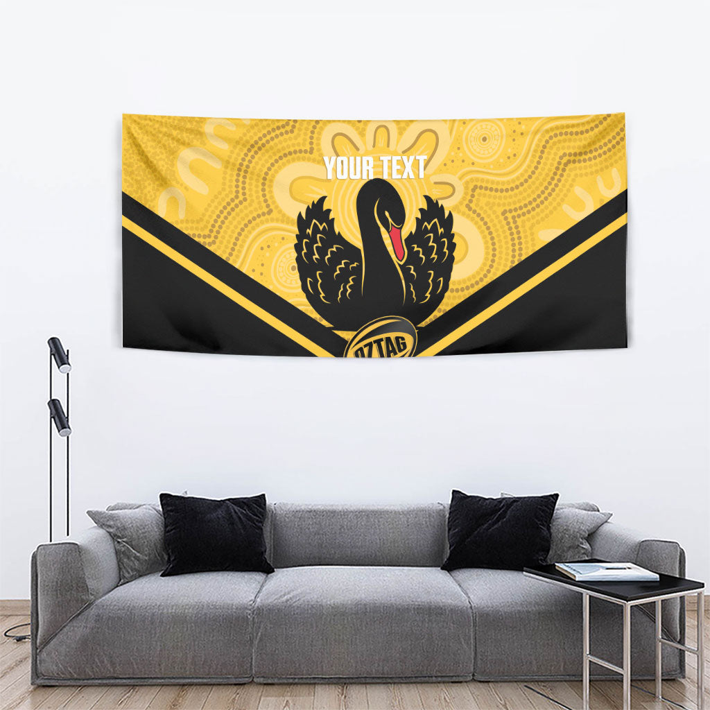 Western Australia Oztag Custom Tapestry WA Black Swan Indigenous Art