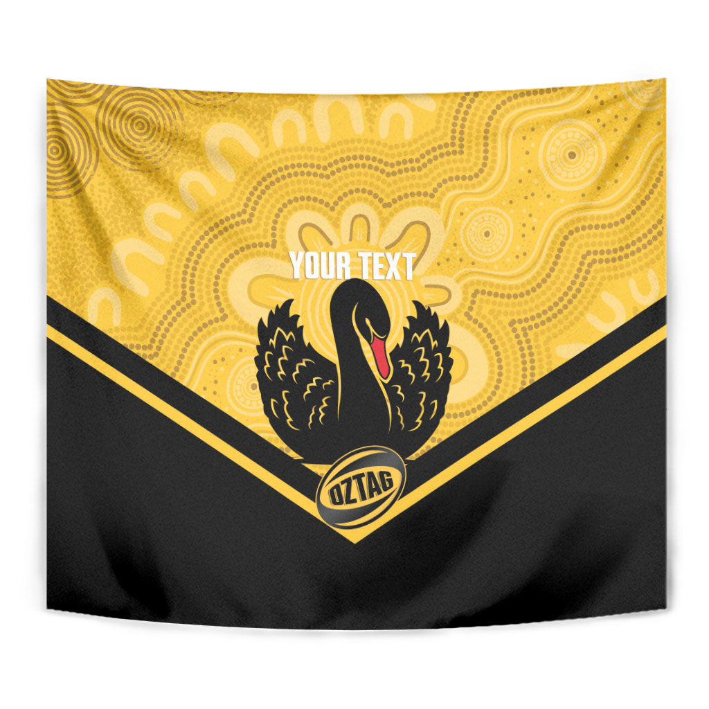 Western Australia Oztag Custom Tapestry WA Black Swan Indigenous Art