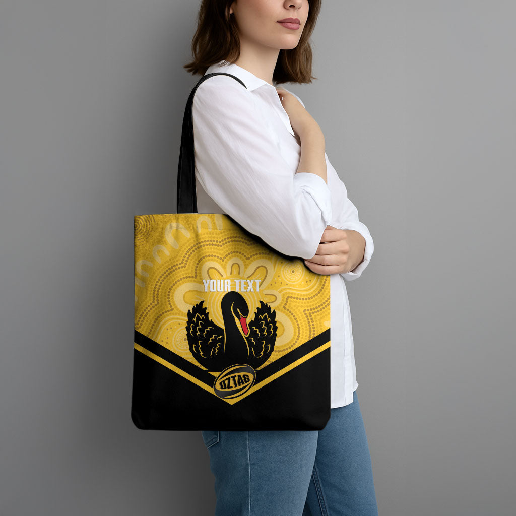Western Australia Oztag Custom Tote Bag WA Black Swan Indigenous Art