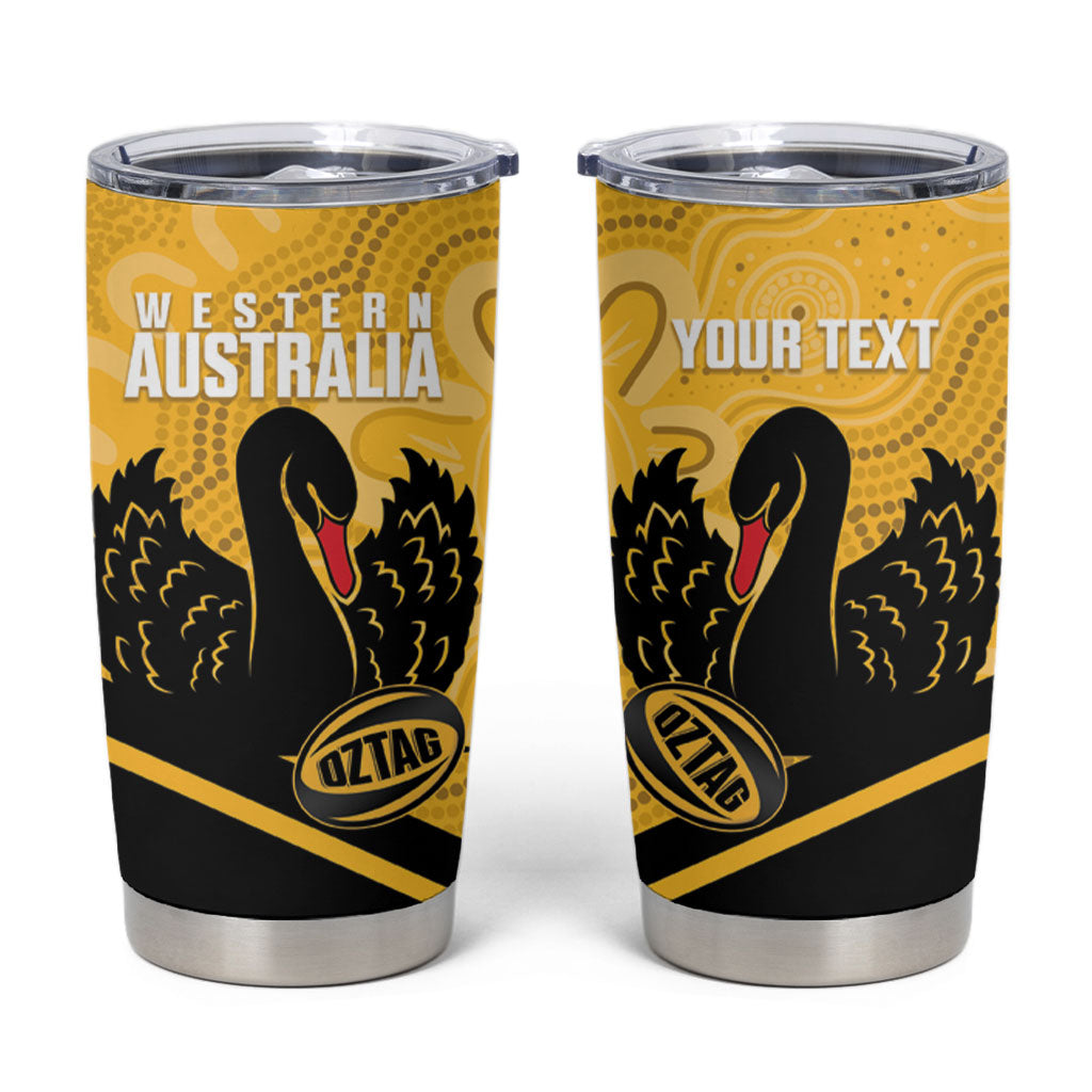Western Australia Oztag Custom Tumbler Cup WA Black Swan Indigenous Art