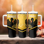 Western Australia Oztag Custom Tumbler With Handle WA Black Swan Indigenous Art