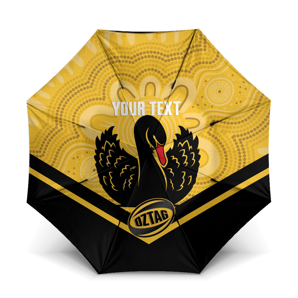 Western Australia Oztag Custom Umbrella WA Black Swan Indigenous Art