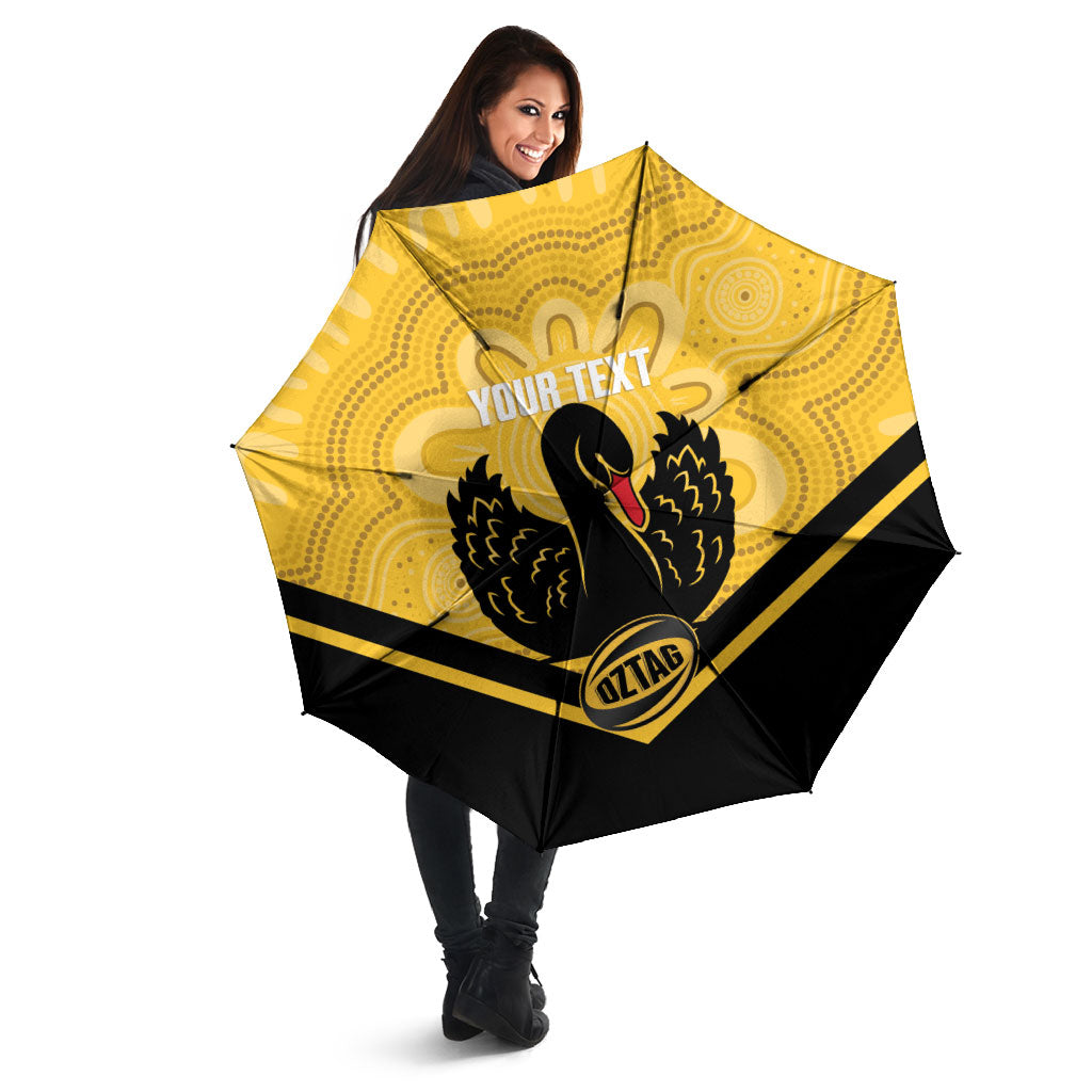Western Australia Oztag Custom Umbrella WA Black Swan Indigenous Art
