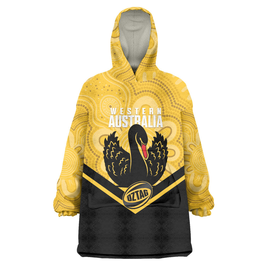Western Australia Oztag Custom Wearable Blanket Hoodie WA Black Swan Indigenous Art