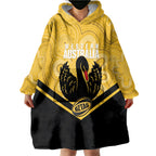 Western Australia Oztag Custom Wearable Blanket Hoodie WA Black Swan Indigenous Art