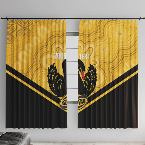 Western Australia Oztag Custom Window Curtain WA Black Swan Indigenous Art