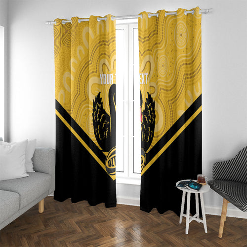 Western Australia Oztag Custom Window Curtain WA Black Swan Indigenous Art