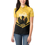 Western Australia Oztag Custom Women Polo Shirt WA Black Swan Indigenous Art