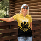 Western Australia Oztag Custom Women Polo Shirt WA Black Swan Indigenous Art