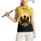 Western Australia Oztag Custom Women Sleeveless Polo Shirt WA Black Swan Indigenous Art