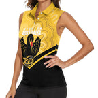 Western Australia Oztag Custom Women Sleeveless Polo Shirt WA Black Swan Indigenous Art