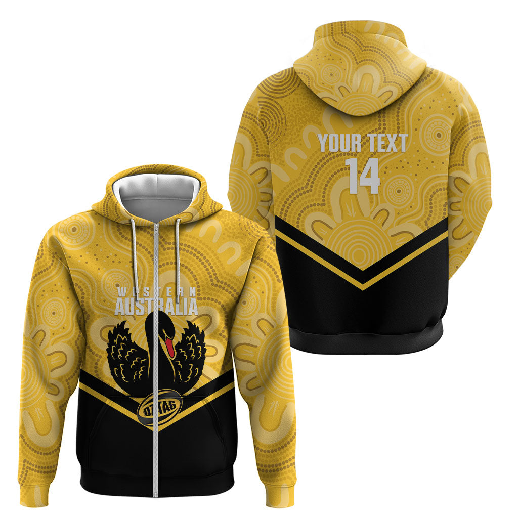 Western Australia Oztag Custom Zip Hoodie WA Black Swan Indigenous Art