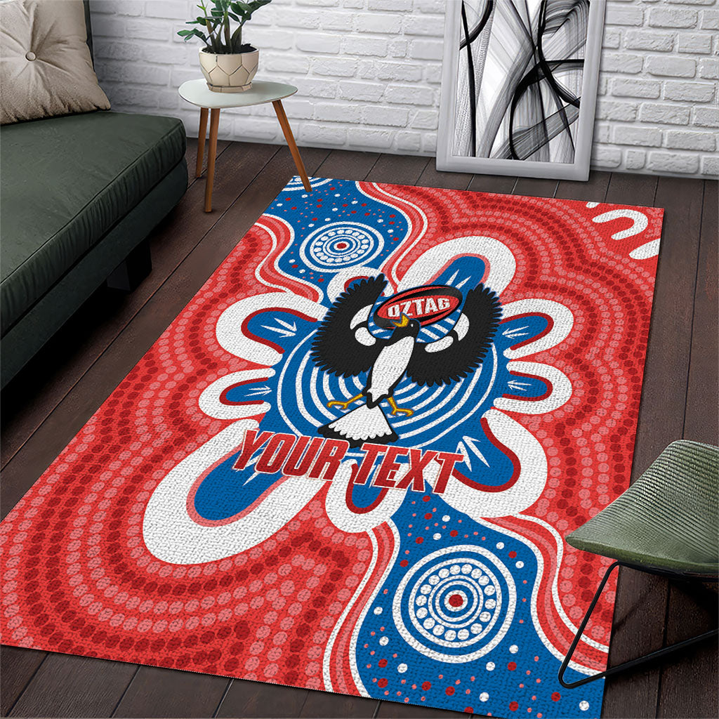 South Australia Oztag Custom Area Rug SA Piping Shrike Indigenous Art