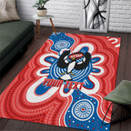 South Australia Oztag Custom Area Rug SA Piping Shrike Indigenous Art