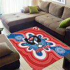South Australia Oztag Custom Area Rug SA Piping Shrike Indigenous Art