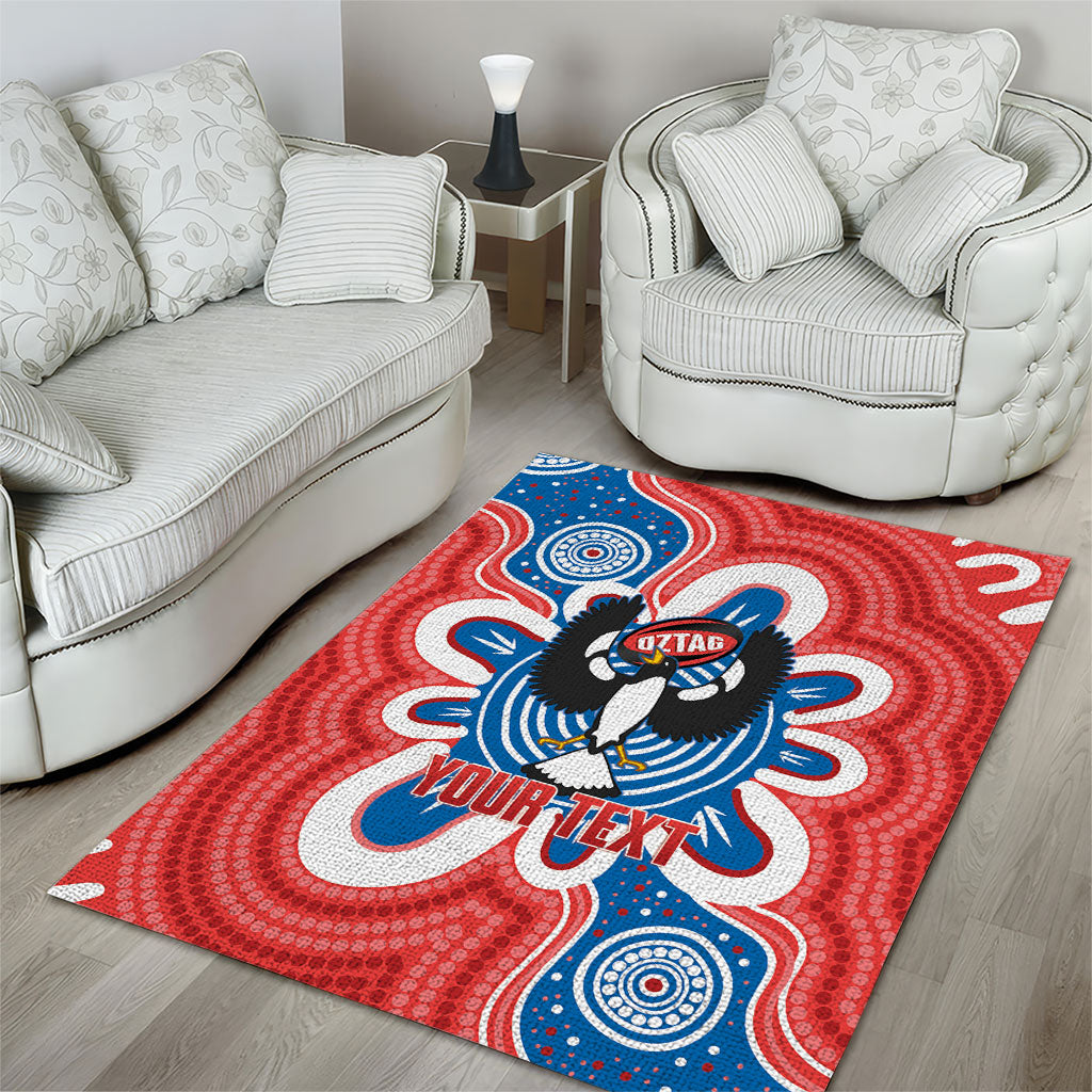 South Australia Oztag Custom Area Rug SA Piping Shrike Indigenous Art