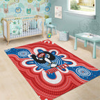 South Australia Oztag Custom Area Rug SA Piping Shrike Indigenous Art