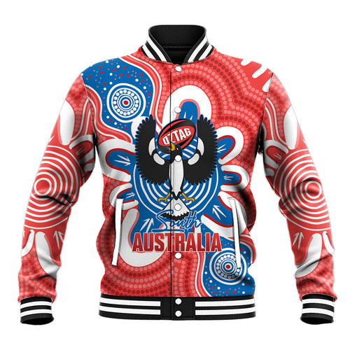 South Australia Oztag Custom Baseball Jacket SA Piping Shrike Indigenous Art