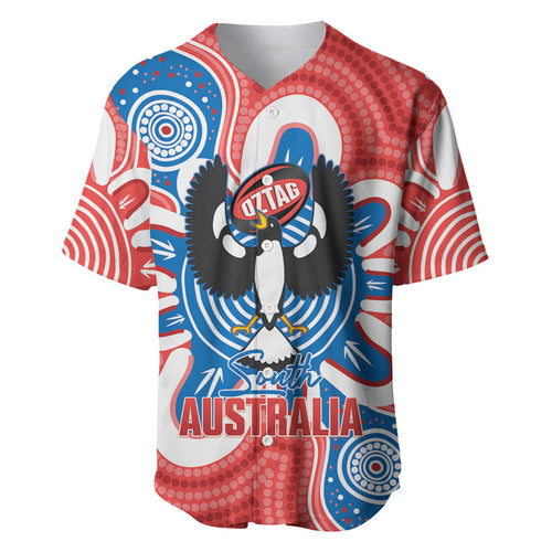 South Australia Oztag Custom Baseball Jersey SA Piping Shrike Indigenous Art